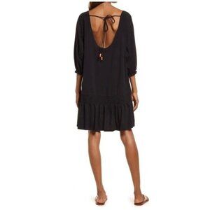 FREE PEOPLE Jenny Minidress black cotton open back dress size XS
